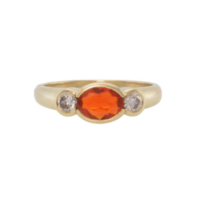 Jewellery Gifts Over 500: Handmade Fire Opal and Lab Diamond Ring