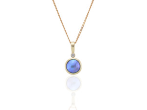 Pendants: Blue Pearl & Diamond Gold Pendant