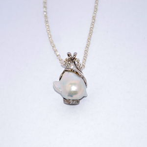 Fine Jewellery Jewellers Bench: Baroque Pearl and Diamond Pendant