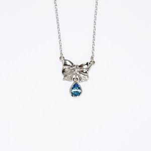 Bow Collection Jewellers Bench: White Gold Bow Necklace with Aquamarine