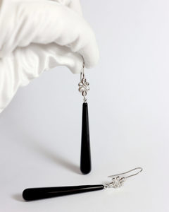 Earrings Jewellers Bench: Handmade Diamond and Onyx Drop Earrings