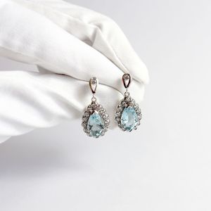 Modern Aquamarine and Diamond Drop Earrings