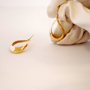 Earrings Jewellers Bench: Yellow Gold Drop Swirl Earrings