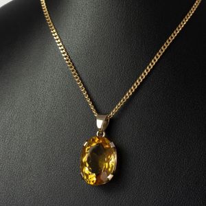 Minimalist Citrine Oval Handmade Pendant