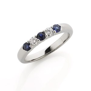 Wedding Rings: Five-Stone Ring with Sapphire and Diamond