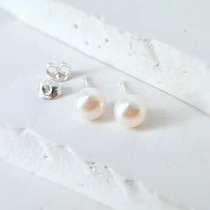 Earrings: White Pearl Stud
