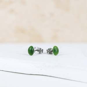 Earrings: Greenstone Studs