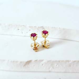 Earrings: Elevate Your Everyday: Ruby Studs in 9ct Yellow Gold