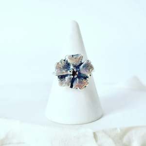Hibiscus Ring with Garnet
