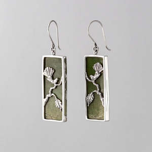 Nick Von K: Pounamu Calypso earrings in Sterling Silver