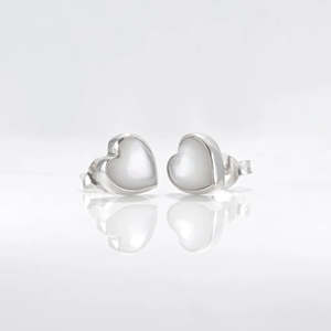 Nick Von K: Mother of Pearl Shell Heart studs