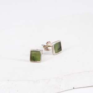 Square Pounamu Stud Earrings