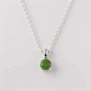 Nick Von K: Baby Dewdrop pendant with Pounamu in Sterling Silver