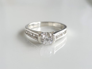 Products: 925 Sterling Silver Cubic Zirconia Engagement Ring (3.26grams) 1223260329