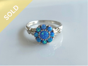 925 Sterling Silver Blue Opal Ring 1222260329
