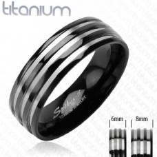 Products: Solid Titanium Black Multi-Stripe Ring