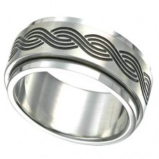 Products: 316L Steel Spinner Ring with Interlaced Design