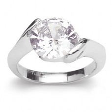 Products: 18K White Gold Plated Solitaire CZ Ring