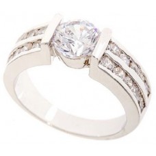 Products: 18k White Gold Plated 21 Diamond Created Ring