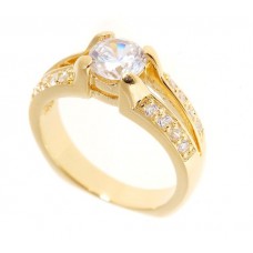 Products: 18K G-Plated Split Band 17 Diamond Created Ring