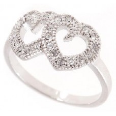 18k Gold Plated Hearts CZ Love Ring
