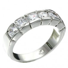 Rhodium Plated 6pcs 4mm Brilliant Clear CZ Ring