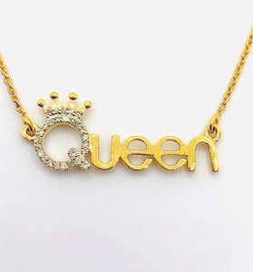 Products: Queen Necklace with Diamonds in 14k Yellow Gold J Ferns Jewellery
