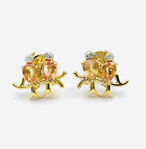 Products: Lovebirds Natural Orange Sapphire with Diamond Earrings in Sterling Silver J Ferns Jewellery