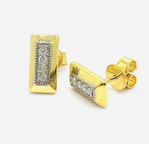 Products: Natural Diamond Silver Bar Earrings in Sterling Silver J Ferns Jewellery