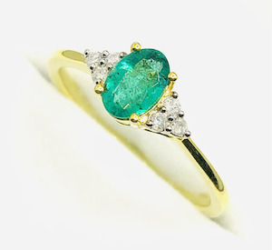 Products: Empress Emerald & Sapphire with Diamonds Ring in 18kGP Sterling Silver J Ferns Jewellery