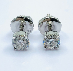 Round Solitaire 0.40 Carat TW of I1 Diamond Stud Earrings J Ferns Jewellery