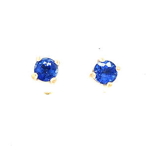 Jewellery Sapphire: 9K Yellow Gold 2=0.86ct Sapphire Stud Earrings