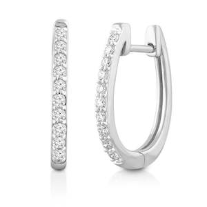 Diamonds: 9K White Gold Diamond Huggie Earrings