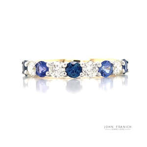 Jewellery Sapphire: 9K B/Tne Sapphires & Diamonds Ring