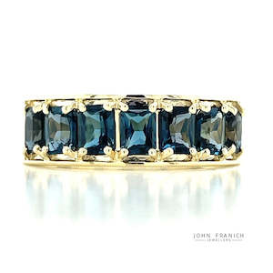 Gemstone Jewellery: 9k Yellow Gold 7st Octagonal London Blue Topaz Ring