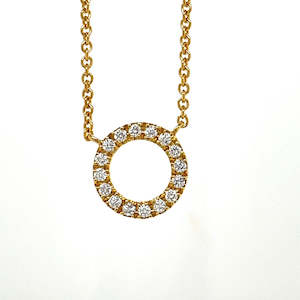 Diamond Necklaces Pendants: 18k Yellow Gold Diamond Circle Pendant