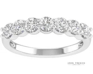 Anniversary Rings: 18K White Gold 7=1ct Diamonds Ring