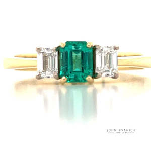 Engagement Wedding Rings: 'Verdell' 18k B/Tne Emerald & Diamonds Ring