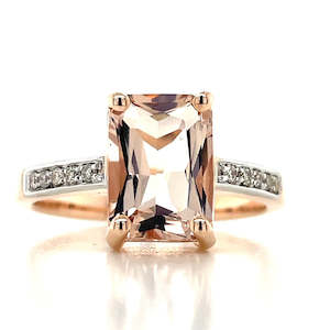 Engagement Rings: 9k Rose Gold 2.30ct Morganite & Diamonds Ring
