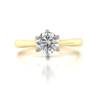 Engagement Rings: 18K Yellow Gold & Platinum 0.70ct Solitaire Diamond Ring