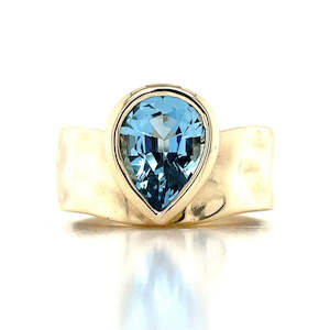 Rings Solitaire: ''Arlow' 9k Yellow Gold 1.73ct Pear Aquamarine Ring