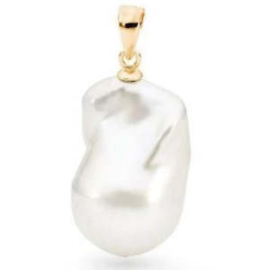 Jewellery Pearls: 9K Yellow Gold Baroque FW Pearl 13mm Pendant