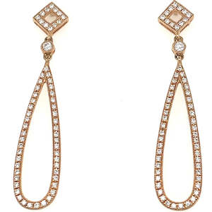 Diamond Earrings: 18K Rose Gold Tear Drop 0.52ct Diamond Earrings