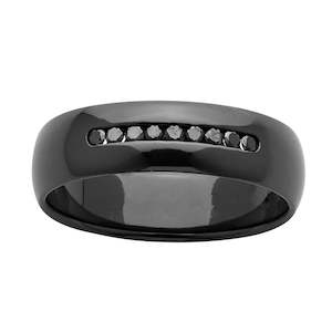 Ziro: Black Zirconium & Diamonds Band Ring