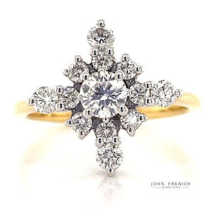 18K B/Tne Diamond Cluster Ring