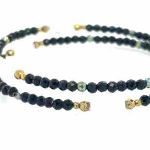 Childrens Jewellery: Black Spinel, Haematite, MOP Crosses Memory Bracelet