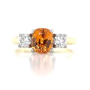 Jewellery Sapphire: 'Elio' Platinum 1.87ct Spessartite Garnet & Diamonds Ring