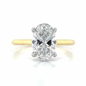 Diamonds: 'Jeunesse' 18k Gold/Platinum 2.01ct D VS1 Lab Grown Oval Diamond Ring