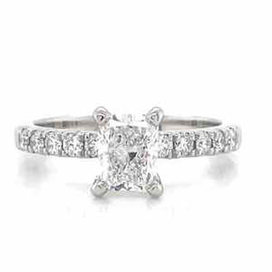 Engagement Wedding Rings: "Paula" Platinum Radiant & Round Diamonds Ring