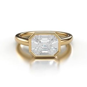 Engagement Wedding Rings: 18K Yellow Gold 'Magic Emerald' Diamonds Ring